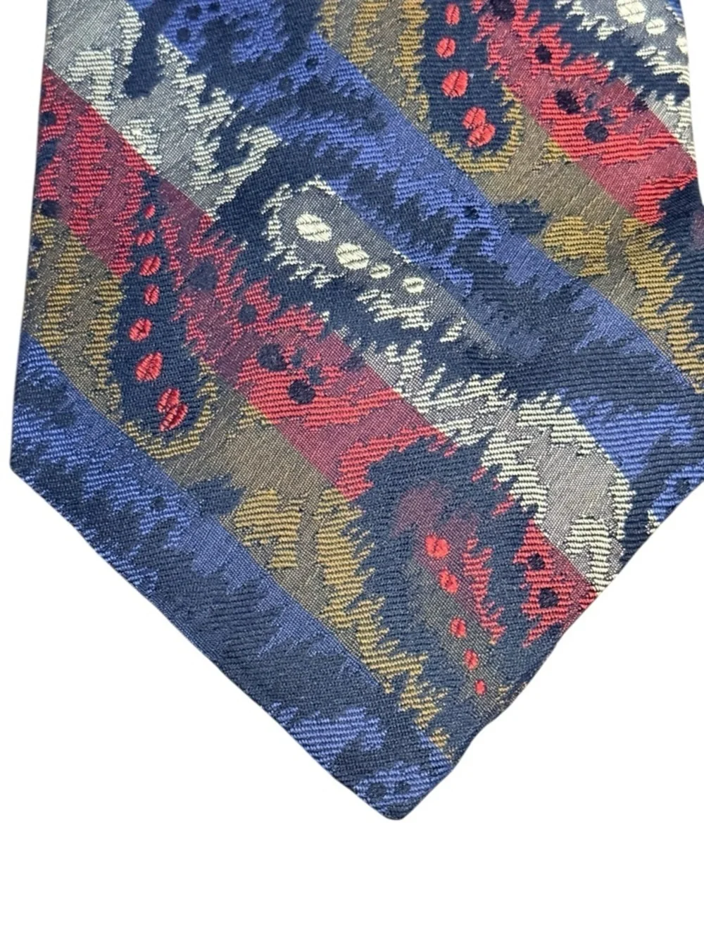 Giorgio Armani Cravatte Silk Jacquard Tie Abstract Paisley Navy Burgundy Italy